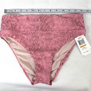 Splendid Bikini Bottom ONLY S High Waist Charmer Pink Snake Print Swim Beach NEW